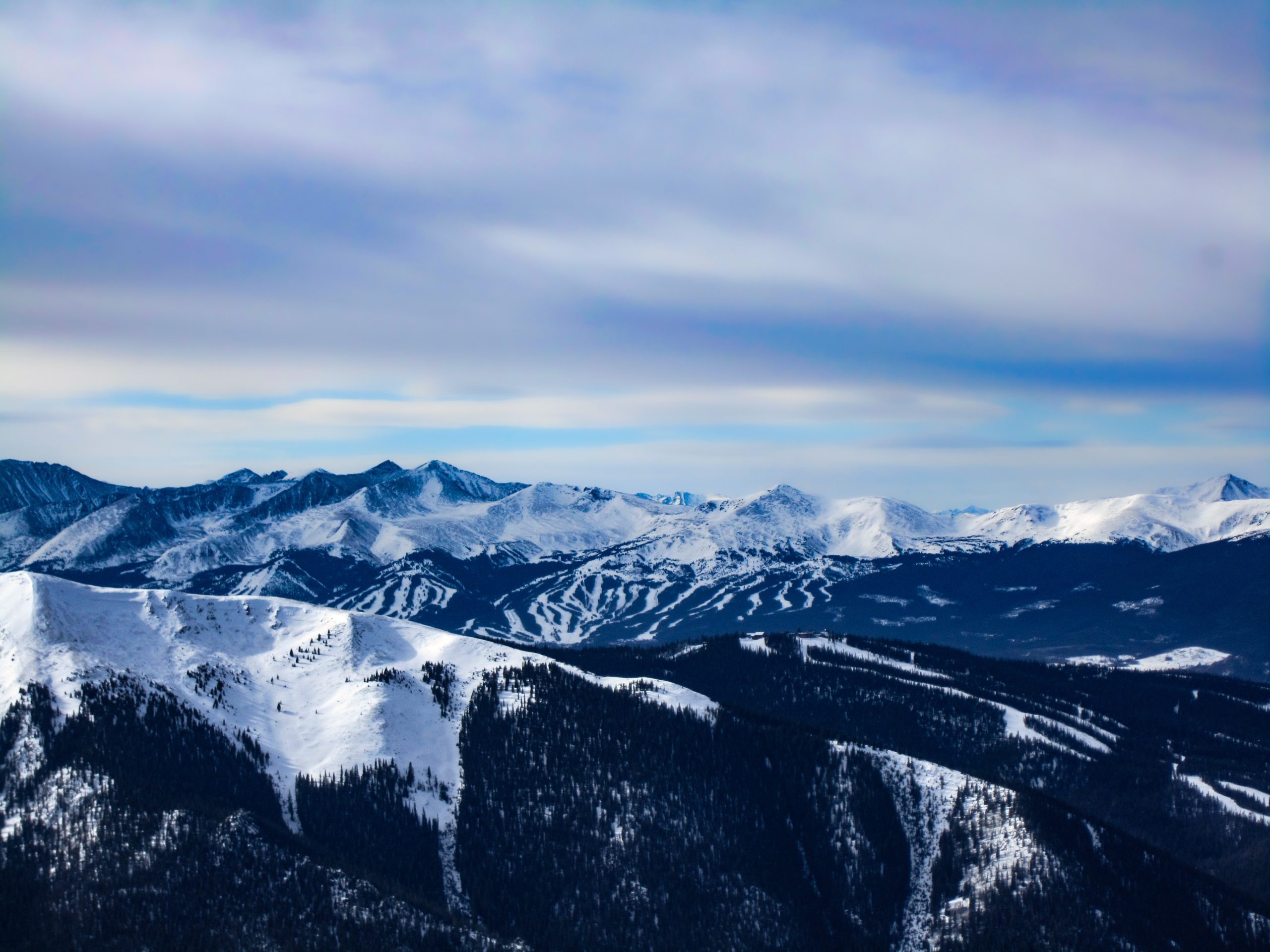 Breckenridge Mountain with snow in the winter