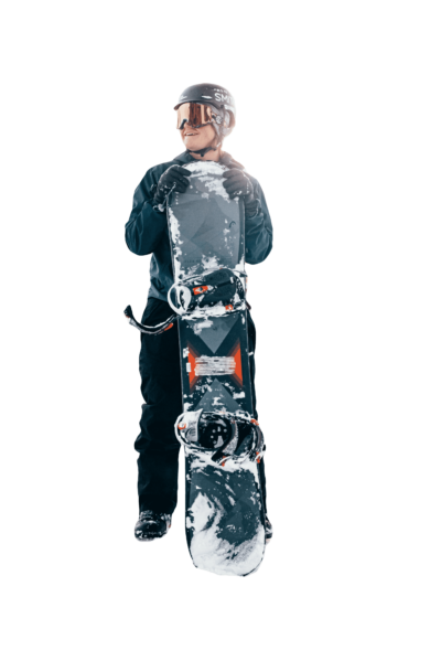 Beginner snowboarder on the mountain