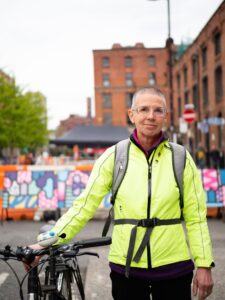 woman commuting on bike