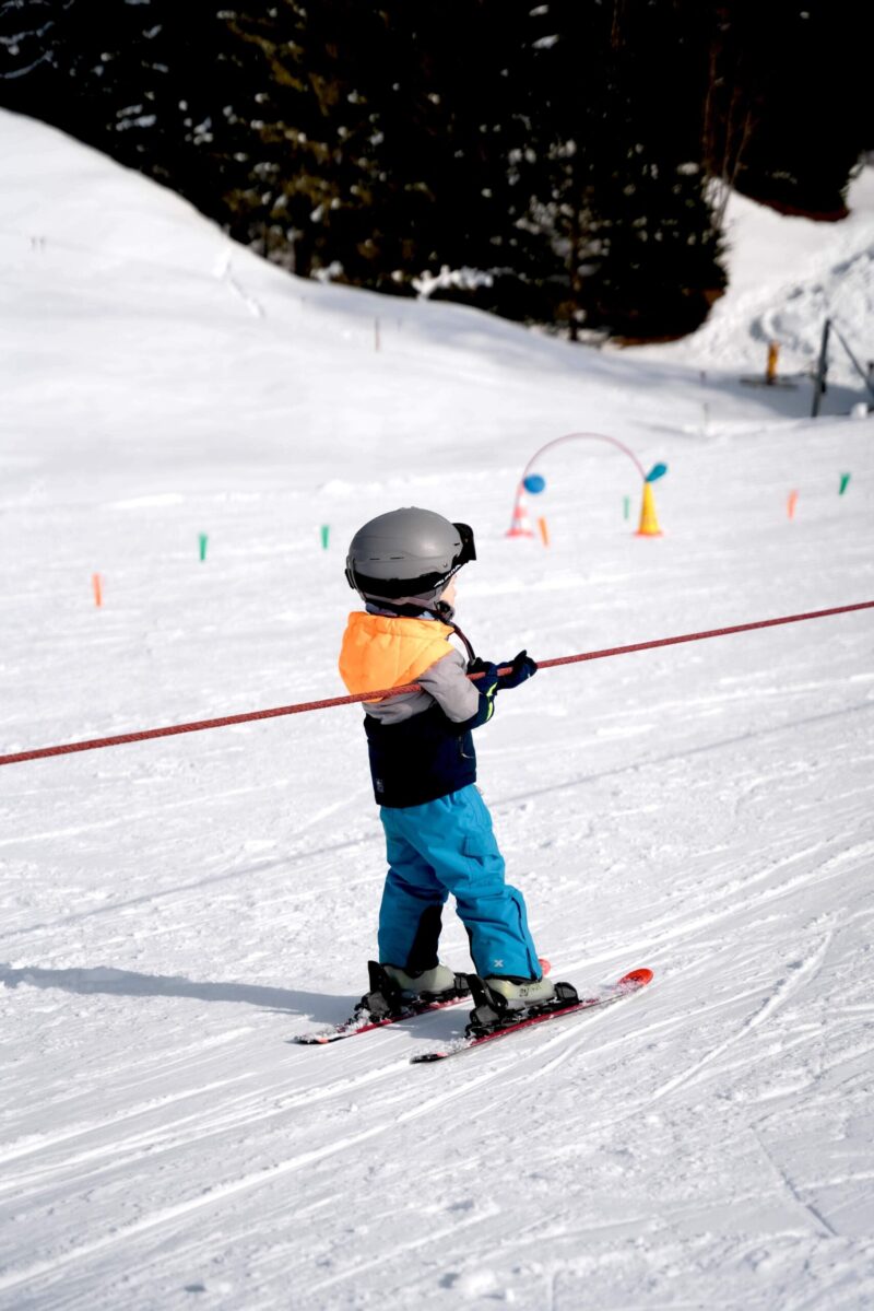 Child learning to ski in Breckenridge